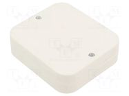 Enclosure: junction box; X: 80mm; Y: 90mm; Z: 24mm; wall mount; IP20 JONEX