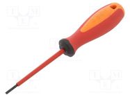 Screwdriver; insulated; slot; 2,5x0,4mm; Blade length: 75mm; 1kVAC UNIOR