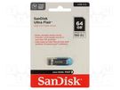 Pendrive; USB 3.0; 64GB; R: 150MB/s; ULTRA FLAIR; blue; USB A SANDISK