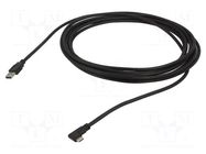 Cable; USB 3.2; USB A plug,USB C angled plug; 5m; black; 5Gbps VCOM
