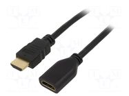 Cable; HDMI socket,HDMI plug; HDMI 2.0; 1m; black GOOBAY