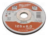 Grinding wheel; Ø: 125mm; Øhole: 22.2mm; Disc thick: 6mm; steel Milwaukee