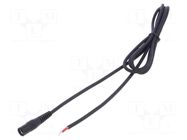 Cable; 1x1mm2; wires,DC 5,5/2,1 socket; straight; black; 1.5m WEST POL
