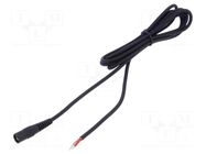 Cable; 1x1mm2; wires,DC 5,5/2,1 socket; straight; black; 2m WEST POL