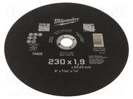 Cutting wheel; Ø: 230mm; Øhole: 22.2mm; Disc thick: 1.9mm; steel Milwaukee