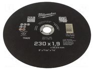 Cutting wheel; Ø: 230mm; Disc thick: 1.9mm; steel; 22.2mm Milwaukee