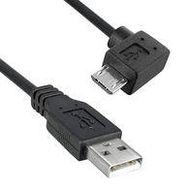 USB 2.0 A MALE TO USB 2.0 MICRO B MALE RIGHT ANGLED, 10FT LENGTH, 480MBPS, BLACK COLOR 97AC8904
