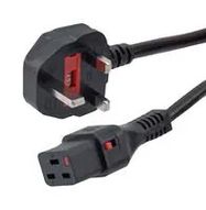 PWR CORD, IEC C19-UK BS 1363 PLUG, 6.6 