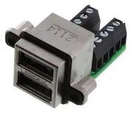 STACKED USB CONN, 2.0 TYPE A, R/A, 8POS