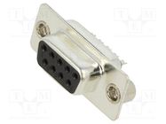 D-Sub; PIN: 9; plug; female; for cable; soldering; black ENCITECH
