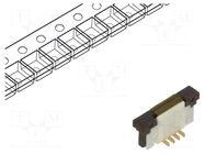 Connector: FFC/FPC; gold flash; SMT; 125V; 1A; PIN: 4; Mat: PA6T; ZIF GCT