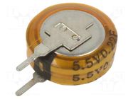 Supercapacitor; THT; 220mF; 5.5VDC; Ø12x4.8mm; Leads: V type Viking