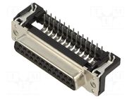 Connector: D-Sub; PIN: 25; socket; female; on PCBs; angled 90°; THT HARTING
