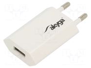 Power supply: switching; mains,plug-in; 5VDC; 1A; white AKYGA