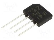 Bridge rectifier: single-phase; Urmax: 800V; If: 2A; Ifsm: 60A; flat DC COMPONENTS