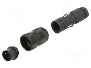 Connector: M16; plug; male; 7A; 250V; PIN: 3; IP67; for cable; 18AWG BINDER
