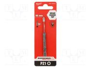 Screwdriver bit; Pozidriv®; PZ1; Overall len: 90mm; Kind: impact Milwaukee