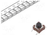 Microswitch TACT; SPST-NO; Pos: 2; 0.05A/24VDC; SMT; none; 1.6N TE Connectivity