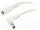 Cable; 1x1mm2; DC 5,5/2,5 plug,DC 5,5/2,5 socket; angled; white WEST POL