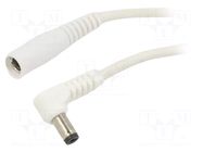 Cable; 1x1mm2; DC 5,5/2,5 plug,DC 5,5/2,5 socket; angled; white WEST POL