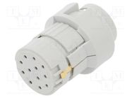 Connector: M23; contact insert; PIN: 12; female; crimped; 200V; 8A HARTING