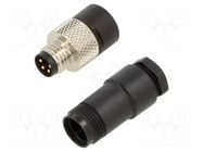 Connector: M8; plug; male; 768; 4A; 30V; PIN: 4; IP67; straight; PBT BINDER