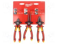 Kit: pliers; side,universal,elongated; 3pcs. Milwaukee