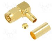 Connector: SMA; plug; male; angled 90°; 50Ω; soldering,crimped AMPHENOL RF