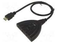 Switch; HDCP 1.4,HDMI 1.4; 0.55m; Input: HDMI socket x3; black GOOBAY