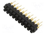 Socket strip; 2mm banana; black; 60VDC; 10A; 30VAC; Sockets: 20; 6mm STÄUBLI