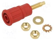 Connector: 4mm banana; socket; 32A; 1kV; red; gold-plated STÄUBLI