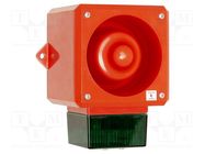Signaller: lighting-sound; 24VDC; siren,flashing light; green CLIFFORD & SNELL