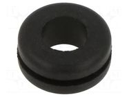 Grommet; Ømount.hole: 11.1mm; Øhole: 7.92mm; rubber; black KEYSTONE