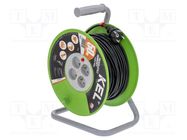 Extension lead; 3x1mm2; reel; Sockets: 4; PVC; black; 50m; 10A KEL