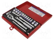 Wrench-set; 8-angles,socket spanner; Mounting: 1/4"; 18pcs. KING TONY