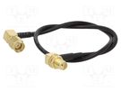 Cable; 50Ω; 0.3m; RP-SMA male,SMA female; black; angled ONTECK