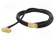 Cable; 1m; RP-SMA male,SMA female; black; angled; 50Ω ONTECK