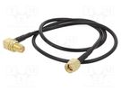 Cable; 50Ω; 0.5m; SMA male,SMA female; black; angled,straight ONTECK