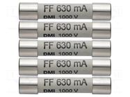 Fuse; 6x32mm; 1kV; 630mA; 5pcs. TESTO