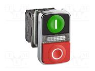 Switch: double; 22mm; Stabl.pos: 1; NC + NO; green/red; LED; 110V SCHNEIDER ELECTRIC