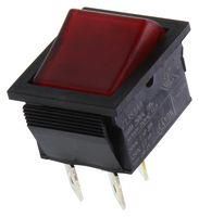 SWITCH, ROCKER, ILLUMINATED, DPST, 16A, 250VAC, RED