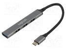 Hub USB; USB A socket x4,USB C plug; USB 3.2; PnP; grey; 5Gbps LOGILINK