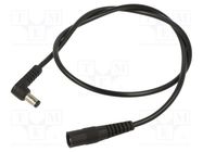 Cable; 1x0.5mm2; DC 5,5/2,1 plug,DC 5,5/2,1 socket; angled; 0.5m WEST POL