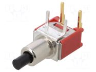Switch: push-button; Pos: 2; SPST-NO; 0.02A/20VDC; 0.02A/20VAC E-SWITCH