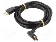 Cable; HDMI plug,HDMI plug 90°; PVC; 3m; black; HDCP 2.2,HDMI 2.0 Goobay