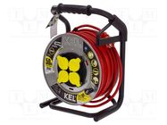 Extension lead; 3x2.5mm2; reel,with non-rotating sockets; red KEL