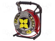 Extension lead; 3x1.5mm2; reel,with non-rotating sockets; red KEL