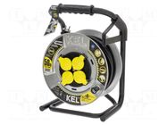 Extension lead; 3x1.5mm2; reel,with non-rotating sockets; black KEL