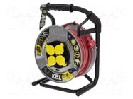 Extension lead; 3x1.5mm2; reel,with non-rotating sockets; red KEL
