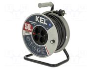 Extension lead; 3x1.5mm2; reel; Sockets: 4; PVC; black; 50m; 16A KEL